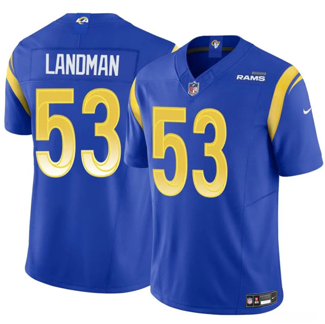 Men's Blue Los Angeles Rams #53 Nate Landman 2025 F.U.S.E. Vapor Untouchable Stitched Football Jersey